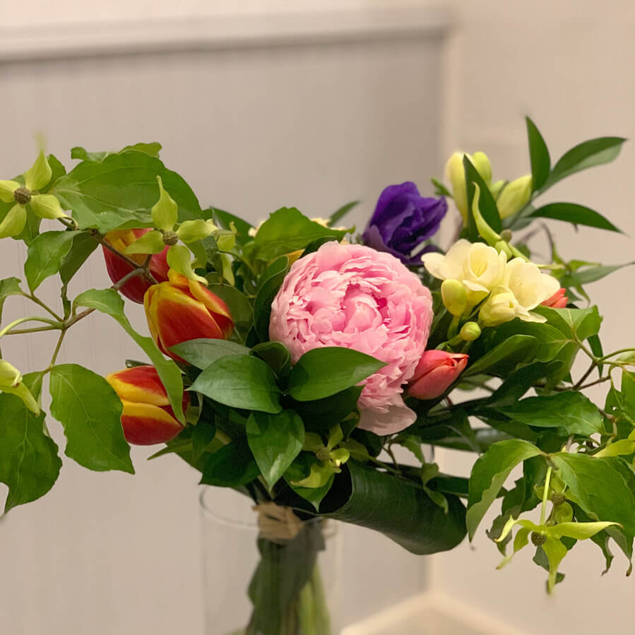 Hand tied weekly seasonal bouquet $50.00